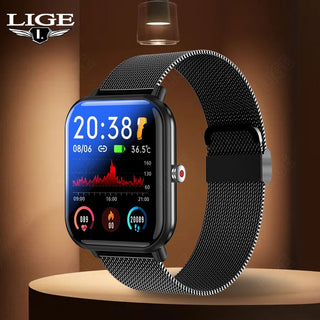 LIGE Smartwatch Men Watches Waterproof  Blood Oxygen Heart Rate Monitor Bluetooth Calls Smart Watch For Women IOS Android