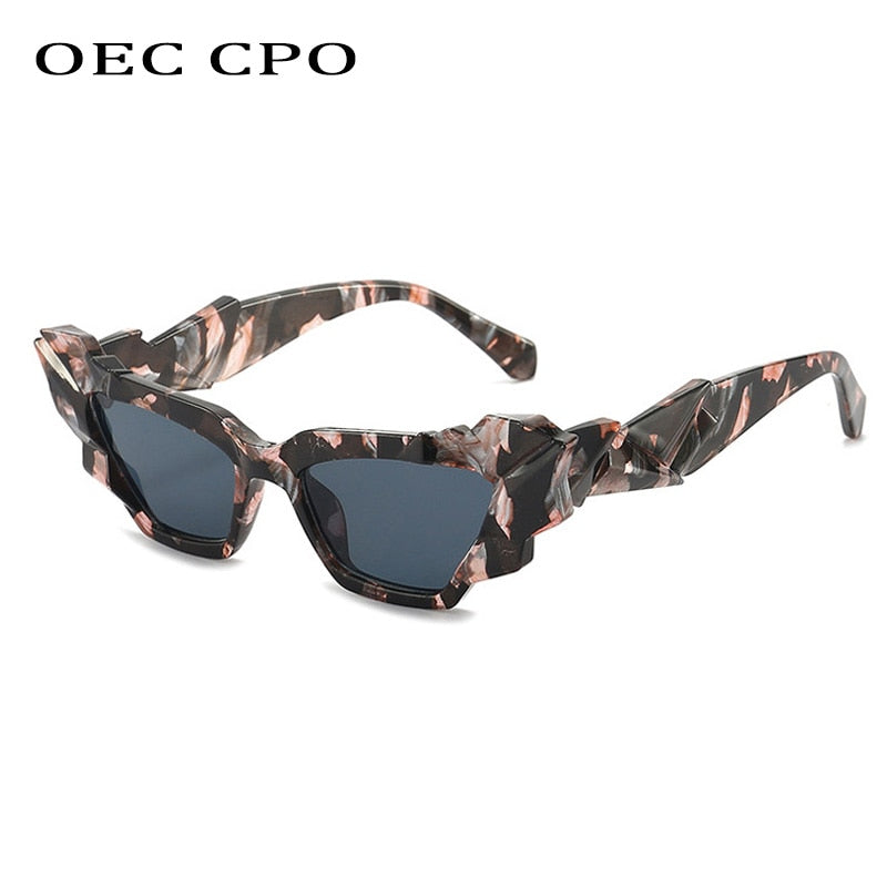 OEC CPO 2022 Ladies Punk Cat eye Sunglasses Women Unique Colorful Sun Glasses Female Fashion Shades UV400 Steampunk Eyewear