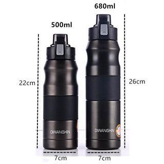 500ml/680ml Double Stainless Steel Sport Vacuum Flask Portable Outdoor Thermal Bottle (Straw)