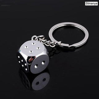 Dice Key Chain Metal Personality Dice Poker Soccer Guitar Model Alloy Keychain Gift Car Key Ring