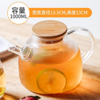 1L/1.5L Big Transparent Borosilicate Glass Teapot Heat-Resistant Large Clear Tea Pot