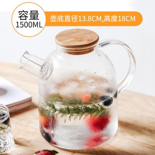 1L/1.5L Big Transparent Borosilicate Glass Teapot Heat-Resistant Large Clear Tea Pot