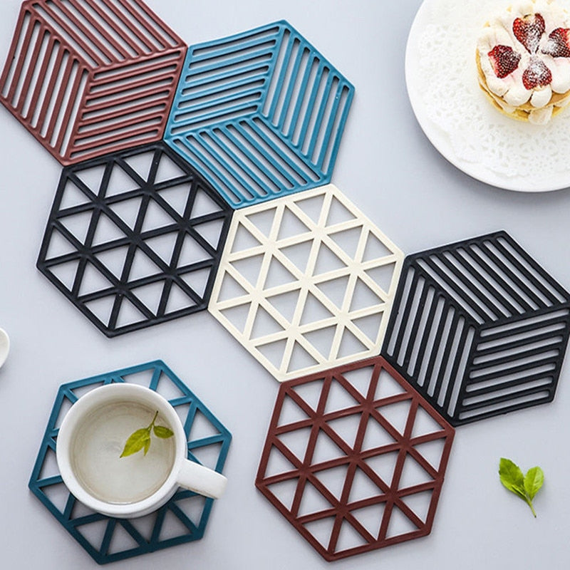 Insulation Mat Coaster Hexagon Silicone Placemat