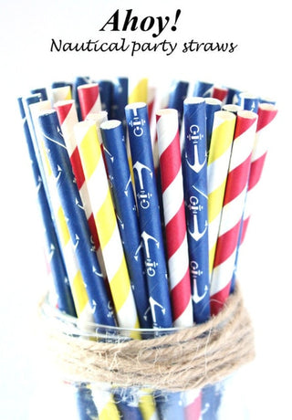 American Flag Red White Blue Paper Straw Combo, 3 Designs - 100% Biodegradable - 7.75 Inches - 4th of July