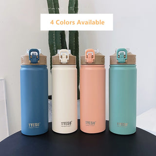 Large Capacity Double Stainless Steel Thermos Mug (With Straw)