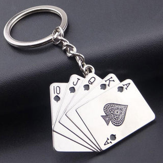 Keychains KeyRing Stainless Steel Jewelry Straight flush Texas Hold