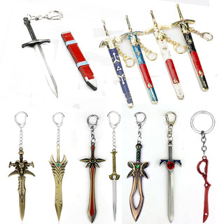 Sword Pendant Keychain Cosplay Toys Men Cosplay Weapon Key Chains Enamel Jewelry Zinc Alloy Llaverios