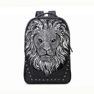 3D Backpack Animal Lion Head Backpack Cool Travel Computer Head Design