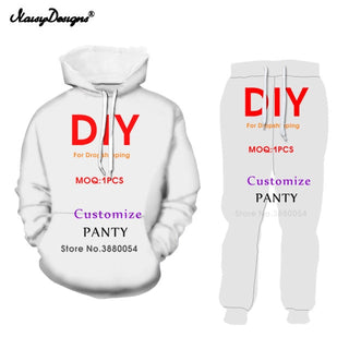 Customize Hoodies And Trousers Luxury 3D Prints Couples Pullover Sweatshirts Sweatpants S-6XL